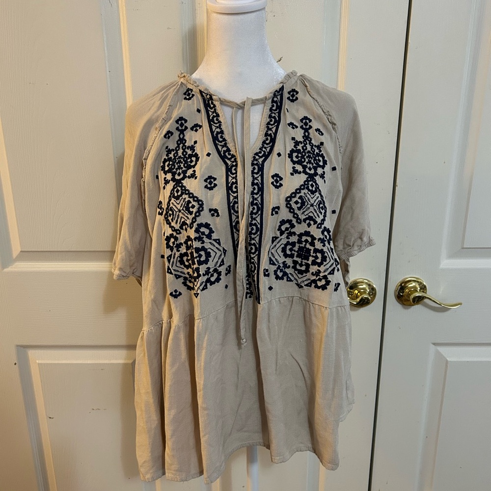 Maurices embroidered peasant top, 2X